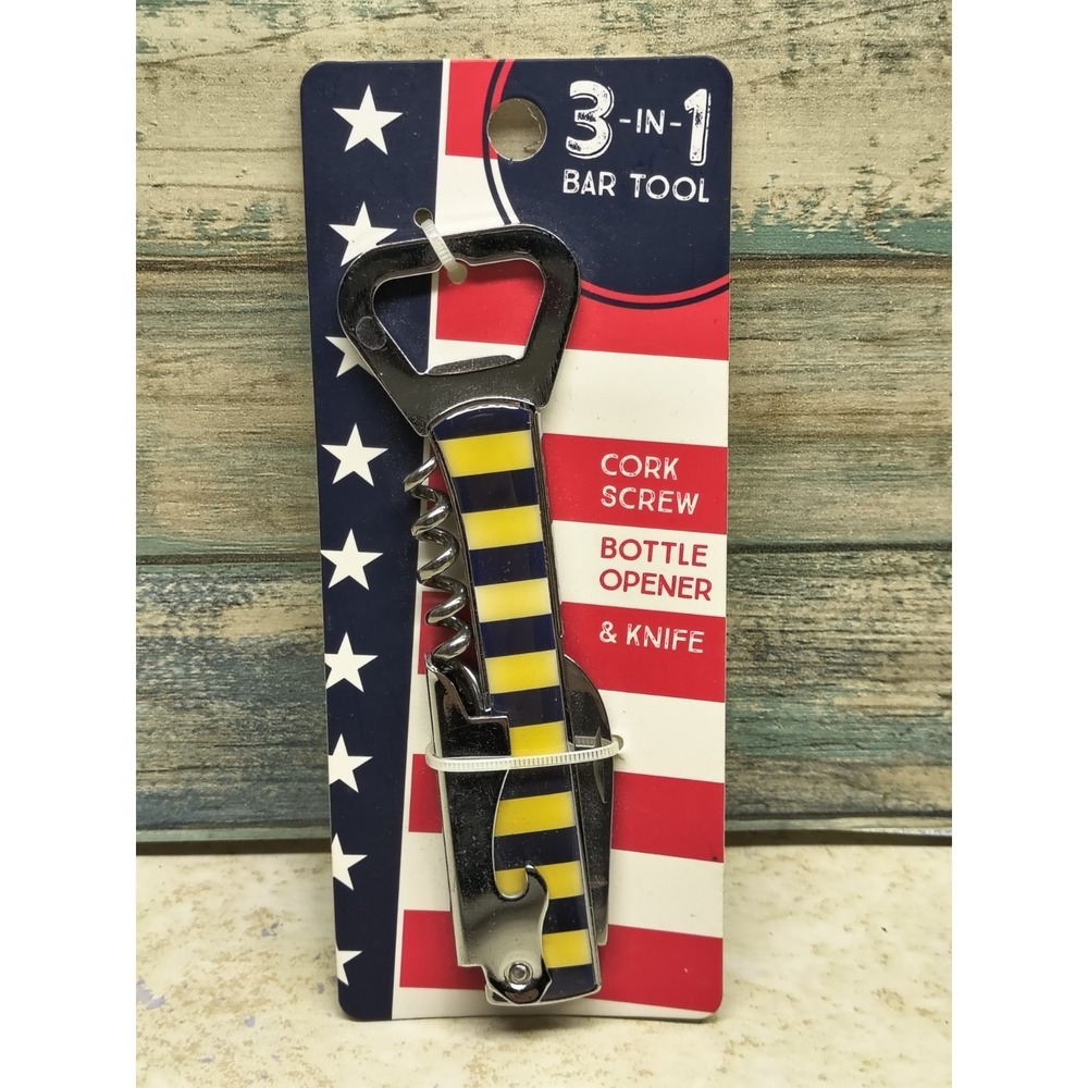 New in Original Packaging 3 in 1 Corkscrew, Bottle Opener, and Knife